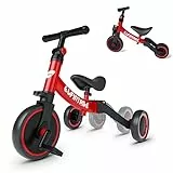 besrey Tricicli 5 in 1 Triciclo per Bambini da 1 a 4 Anni,Triciclo Senza Pedali,Bicicletta Senza Pedali,Rosso