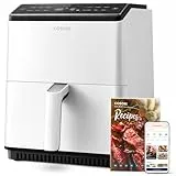 COSORI Friggitrice ad Aria, Air Fryer 6,4L (1,8Kg), Forno Elettrico, Doppia Resistenza, Connessione Wifi, 12 Funzioni Preimpostate, Libro&APP Ricette, 1700W, P583S Bianco
