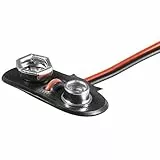 Cablepelado Supporto per 1 batteria 6LF22 | Clip per batteria a forma di T | Include cavo da 200 mm | Adatto per 1 batteria 6F22, 6HR61, 6LR61 da 9 V.