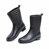 Hitmars Stivali Gomma Donna Stivaletti Pioggia Chelsea Rain Boots Wellies Ankle Boots Stivaletti Impermeabili Scarpe Da Pioggia Nero Taglia EU 39