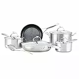 Circulon SteelShield - Set di 5 padelle in acciaio inox, set di padelle per piano cottura a induzione con manici ibridi antiaderenti e resistenti al freddo, pentole di alta qualità con tornitore