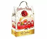 LE CADEAU | Confezione Regalo 'Shopper Stella di Natale', Confezione Alimentare Natalizia 5 Pezzi: Torta Gran Delizia, Cioccolato, Pasticcini, Gelèes Alla Frutta e Tanto Altro, Idea Regalo Natale