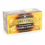 Twinings, Tè Nero Aromatizzato all'Arancia e Cannella, Sapore Avvolgente, con Caffeina, Infusi e Tisane, Confezione da 25 Filtri