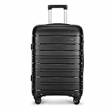 KONO Valigia Grande 76cm Rigida in Polipropilene Valigie con TSA Lucchetto e 4 Ruote Trolley da 28 Pollici, Nero