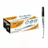 BIC Velleda, Marcatori Cancellabili, Colore Nero, Pennarelli per Lavagna, Punta Media 1.4mm, 1741, Confezione da 12, Fornitura Cancelleria Scuola e Ufficio