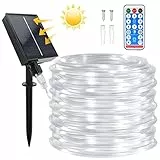 Micacorn Solare Tubo Luminoso, Solare Impermeabili Tubo Luci 22 Metro 8 Modalità 200 LED Luci Tubo Solari Esterno con Telecomando per Piscina Giardini Nozze Decorazioni Natalizie Feste