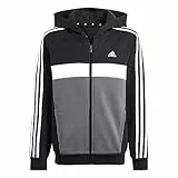 adidas Tiberio 3-Stripes Colorblock Fleece Tuta, Black/White/Grey Five, 164 Unisex-Bambini