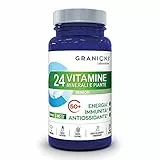 24 Vitamine Immunità, Energia e Antiossidante, Minerali e Piante, Vitamine A, B,C, D3, E + Oligoelementi Zinco Magnesio + CoQ10, Assimilazione Ottimale, 90 Compresse, Laboratoire des Granions