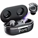 FAMOO Cuffie Bluetooth 5.3, Mini Auricolari con Display a LED, Impermeabili IPX8, Wireless con Doppio Mic con Bassi Potenti, 42 ore di Riproduzione, Sport Running