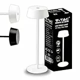 V-TAC Lampada da Tavolo senza Fili LED Dimmerabile con Comandi Touch – Lampada Bianca Wireless per Uso Interno IP54 da Casa o Ristorante – Batteria 4400 mAh – Luce 3000K Bianca Calda – 2W