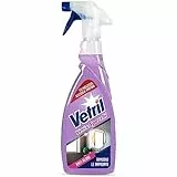Vetril - Detergente Spray Vetri e Superfici con Antipolvere, Azione Antistatica e Brillantezza Senza Aloni, Ipoallergenico, 650 ml
