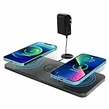 Caricatore senza fili, JE Make IT Simple 3 in 1, caricabatterie Mag-Safe certificato Qi Mag-Safe, pad di ricarica wireless portatile per più dispositivi per iPhone 14/13/12