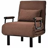 Moimhear Divano letto pieghevole, poltrona letto con funzione letto, sedia funzionale soggiorno, schienale regolabile a 6 posizioni, poltrona relax con schienale (marrone)