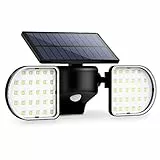 Luce Solare LED Esterno OUSFOT IP65 Faro Led Esterno con Pannello Solare Faretto Led da Esterno Solare con Sensore di Movimento 2200mAh 360°Regolabile Luci Solari Esterno per Giardino Parete