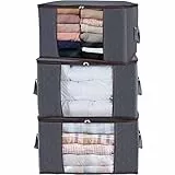 Lifewit Set di 3 sacchetti portaoggetti per piumino, in tessuto non tessuto, per trapunte, coperte, cuscini, giocattoli, giacche indumenti, grigio, 60 x 43 x 35 cm