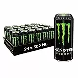Monster Energy – 24 Lattine da 500 ml, Energy Drink con Ginseng, Taurina, Caffeina e Vitamine Gruppo B, Bevanda Energetica dal Gusto Originale e Fresco