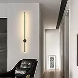 Seamoon Applique da Parete Interno, Applique Led da Parete 360°Rotante 3000K Bianco Caldo, Lampada da Parete Moderna Nera 12W 60CM per Camera da Letto Soggiorno Sala da Pranzo Scala Corridoio