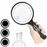 Lente d'ingrandimento con Luce, 33 LED 30X 60X Lente Ingrandimento Professionali USB Aufladung 3 Modalità, Lente d'ingrandimento led per Lettura, Ispezione, Esplorazione, Anziani, Gioiellieri