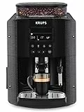 Krups Essential Coffee Machine Macinino, macchina da caffè espresso con display LCD, pulizia automatica, ugello a vapore nero per cappuccino YY8135FD