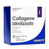 YAMAMOTO RESEARCH, Collagene Idrolizzato Verisol 30 Bustine da 5 gr, Integratore con Collagene, Acido Ialuronico e Vitamina C per la Cura della Pelle, Gusto Fragoline di Bosco
