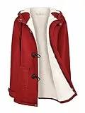 Vancavoo Cappotto Donna Invernale Felpa con Cappuccio Caldo Giacca Casual Slim Autunno Giubbotto Eleganti Felpa Cardigan con Tasche,Vino Rosso,M