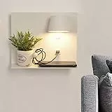 BarcelonaLED Applique Lampada da parete a LED in alluminio bianco con base di ricarica USB, faretto orientabile da 6 W, luce bianca calda 2700 K e interruttore per camera da letto, soggiorno