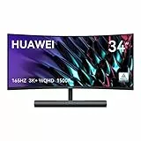 HUAWEI MateView GT 34'' Monitor Ultrawide Curvo Gaming, 165Hz, 21:9 WQHD 3440 x 1440, 3K+, 1500R, Doppio Altoparlante SoundBar 5W, Controllo Touch Volume, Doppio Microfono 360°, USB-C, HDMI, DP, Nero