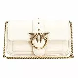 Pinko Love One Pocket C Vitello, Borsa Donna, Z14Q_Bianco Seta-Antique Gold, 20