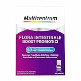 Multicentrum Flora Intestinale Boost Probiotici, Integratore Alimentare di Fermenti Lattici Vivi e Complesso Vitaminico Formulato per il Benessere dell'Intestino, 16 Flaconcini