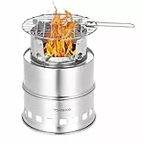 TOMSHOO Fornello da Campeggio, Portatile Stufa a Legna Alcool con Sacco di stoccaggio BBQ griglia Rete per Campeggio Picnic Esterni Barbecue Escursioni