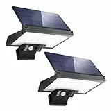 JESLED Luce Solare LED Esterno, [2 Pezzi] 108LED Faretto LED da Esterno Solare con Sensore di Movimento, 2600mAh Lampada Solare da Esterno Girevole, 4 Modalità Luci Solari Esterno Ricaricabile