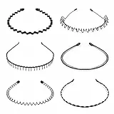 URAQT Fasce per Capelli in Metallo Cura Della Bellezza, 6 Pezzi Unisex Cerchietto, Capelli Metallo Fascia Nera Fascia per Capelli Wave da Uomo e Donna Antiscivolo Copricapo alla Moda Sportivo