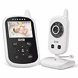 GHB Babyphone con fotocamera video baby monitor 2,4 GHz funzione interfono modalità ECO visione notturna, sensore di temperatura ninna lunga durata