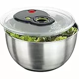 Emsa Turboline Centrifuga Insalata 4.5 l, Acciaio Inossidabile, Acciaio Inox/Nero, , 1 Unità