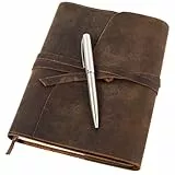 Quaderno Appunti Ricaricabile in Pelle, Block Notes da Donna e Uomo, Blocco Appunti in Pelle con Penna e Fogli a Righe, Quaderno A5, Quaderno di Viaggio, Taccuino Vintage
