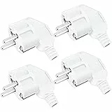 4 pezzi Spina Schuko Maschio Schuko Spina Europea Spina Schuko Angolare Spina con Contatto di Protezione con Manicotto Antipiega, Spina 250 V (16 A), Spina Angolare Esterna Impermeabile