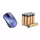 Amazon Basics Mouse senza fili per computer, con microricevitore, blu & Pile Mini Stilo Alcaline AAA Performance, confezione da 12
