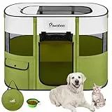 Pawaboo Gabbie per Animali Pieghevole, Recinto per Animali Domestici in Telo Oxford Impermeabile con Rete, Tenda da Gioco per Gatti Cani Cuccioli Portatile per Interno o Esterno, Verde Avocado L