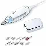 Beurer MP 62 Fresa elettrica Per Unghie da 5400 giri/min, inclusi 10 Accessori Per Manicure E Pedicure in feltro e zaffiro, con Luce LED, colore Bianco, design ergonomico