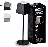 V-TAC Lampada da Tavolo senza Fili LED Dimmerabile con Comandi Touch – Lampada Nera Wireless Uso Interno ed Esterno IP54 da Casa o Ristorante – Batteria 4000 mAh – 3000K Bianca Calda