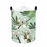 Clastyle 45L Cesta Indumenti Sporchi Verde Koala per Bambini Cestino Portaoggetti Foglie di Eucalipto Giocattoli Tondo Pieghevole per Camera da Letto, 36x45 cm