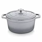 vancasso Casseruole da Forno, Forno Olandese Smaltata, Cocotte Pentola Forno a Induzione, Casseruola 6 L per Prepara Stufati e Zuppe, Ideale per Regalo di Ringraziamento, 28 cm, Grigio