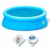Avenli Piscina Fuoriterra Rotonda con Anello Gonfiabile Autoportante Cm 420x84 Azzurra con Pompa Filtro Inclusa