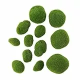 Healifty - Muschio artificiale in forma di pietre, 12 pezzi, per giardino, vasi di fiori, fai da te, decorazione