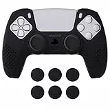 eXtremeRate PlayVital Cover Controller per ps5 Custodia Protettiva in Silicone Skin Antiscivolo con Gommini Coprilevette Analogiche per ps5 Joystick-3D Borchiate(Nero)