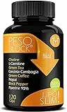 Dimagrante Forte Pancia e Fianchi  • Peso Block Detox Drenante e Brucia Grassi Potente • Con Piperina, Colina, Carnitina, Teanina, Garcinia, Cambogia e Nopal •  120 Pillole