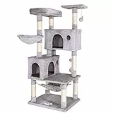lionto Tiragraffi per Gatto Albero Tiragraffi Gatto Gioco Giocattolo Gatti Altezza 140 cm, Grigio Chiaro