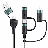 wiredge Multi Cavo di Ricarica 60 W, 6 in 1 Cavo di Ricarica Rapida Multiplo Cavetto USB Tipo C PD 3A 1.2M USB A/USB C a USB C (60 W) / (20 W) Cavo USB C Universale per Laptop, Tablet,Phone (Verde)