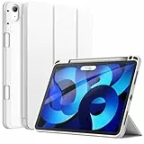 JETech Custodia per iPad Air 5/4 (10,9-Pollici, Modello 2022/2020, 5a/4a Generazione) con Portapenne, Ricarica di Pencil 2a Gen, Cover Tablet Sottile con Retro in Morbido TPU (Bianco)