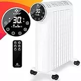 KESSER® Radiatore a olio 2500W Riscaldatore elettrico Stufa Termosifone a risparmio energetico con display - WiFi app e telecomando Touchscreen - Radiatore a olio mobile Timer 24h, bianco